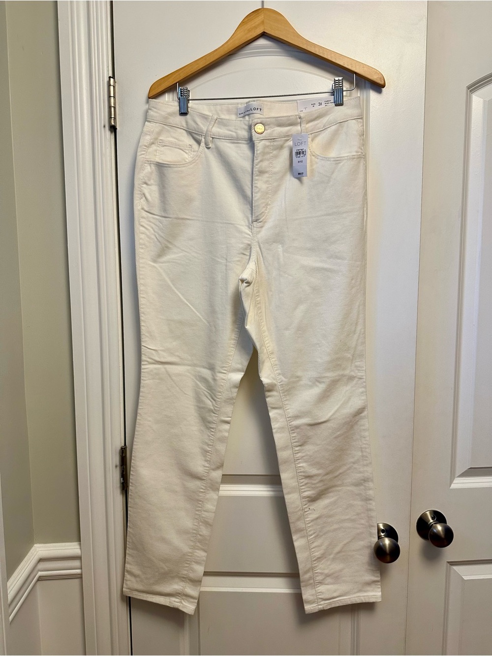 LOFT CURVY Winter White Skinny High-Rise corduroy pants for Women